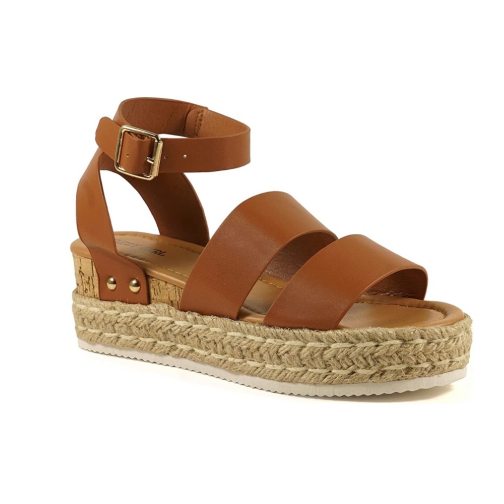 Ankle Strap Jute Woven Platform Wedge Open Toe Sandals NWT - Picture 1 of 5
